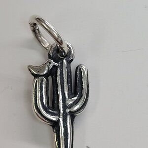 James Avery silver Saguaro Cactus with Bird Charm - 1/2"L x 1/4" W